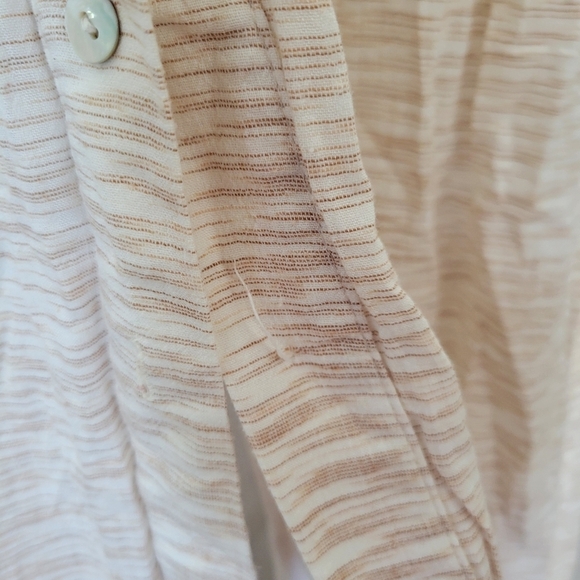 Lola Sport Women's 40 Medium Beige Ivory Cap Sleeve Midi Dress Button Down - Picture 9 of 13